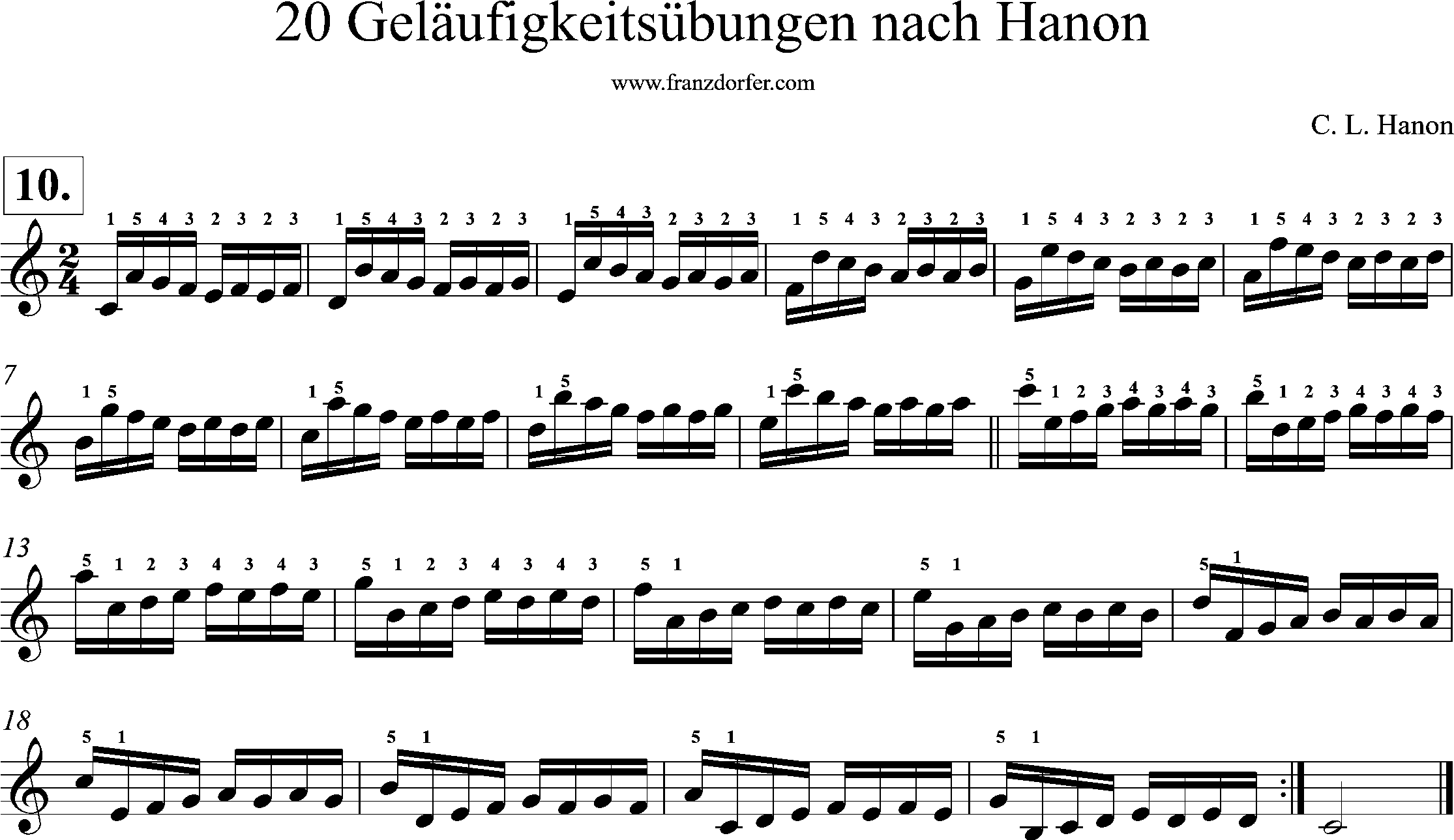 Akkordeonnoten, Hanon geläufigkeitsübungen, Nr-10